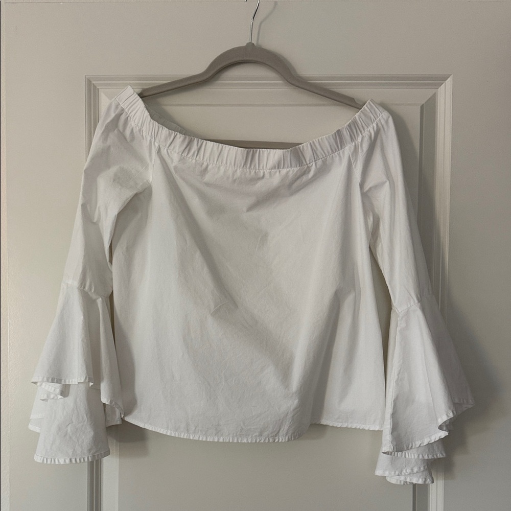 Women’s White Off-Shoulder Bell Sleeve Blouse
